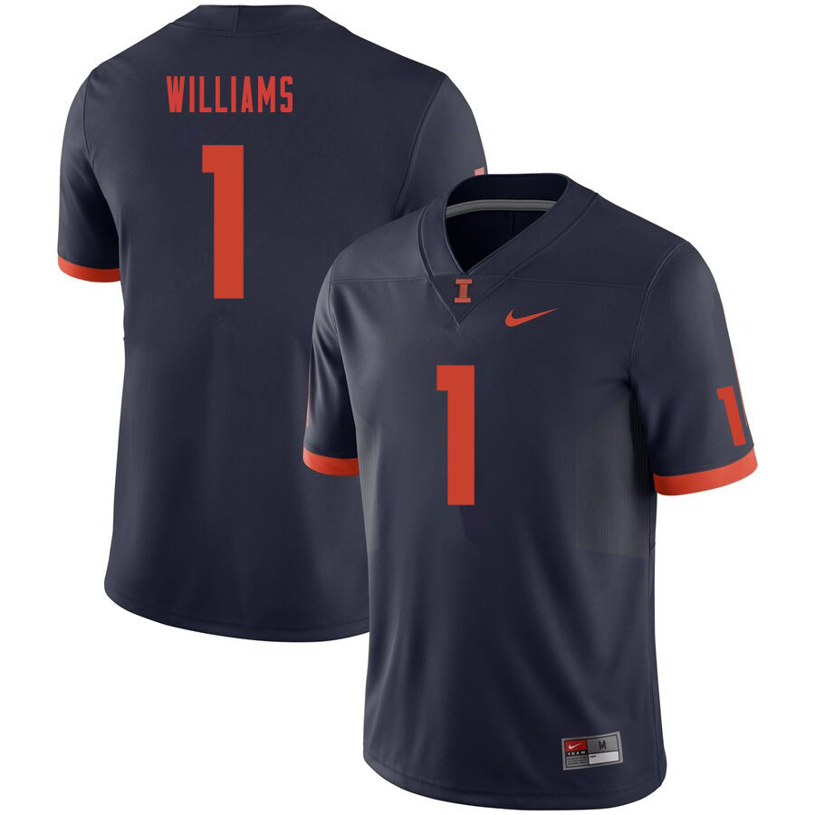 Men #1 Isaiah Williams Illinois Fighting Illini College Football Jerseys Sale-Navy